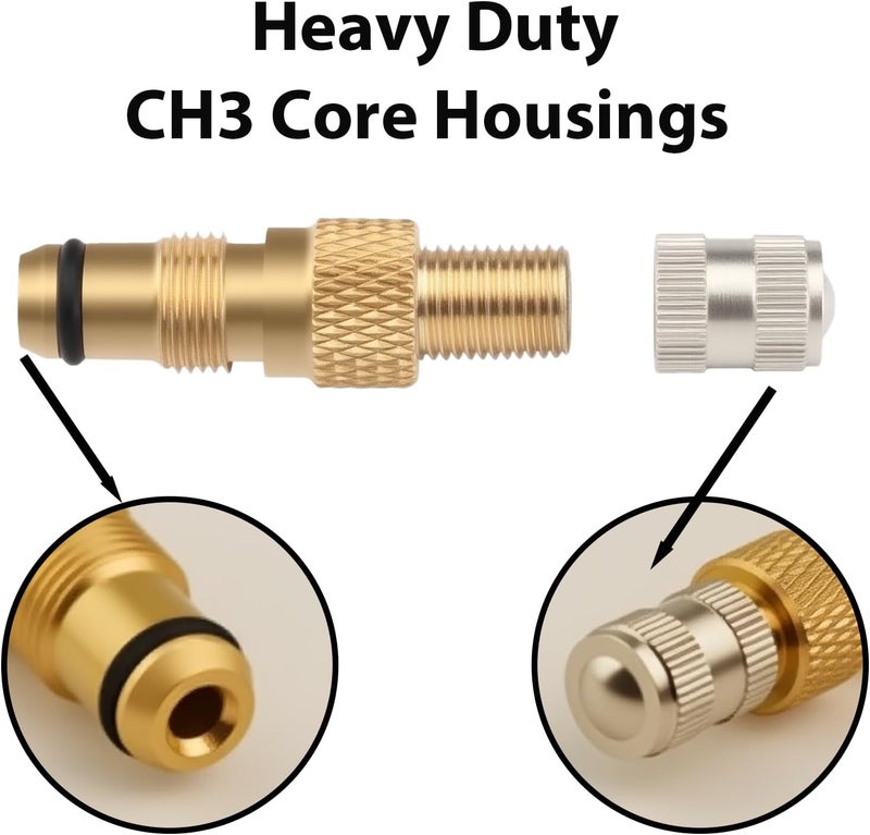 3DSKY Brass Tire Valve Stem Set - Tractor Air Liquid Valve TR218A TR618A CH3 Core Housings Metal Replacement Stems for Farm Equipment & Trailers (6PK) - Image 2